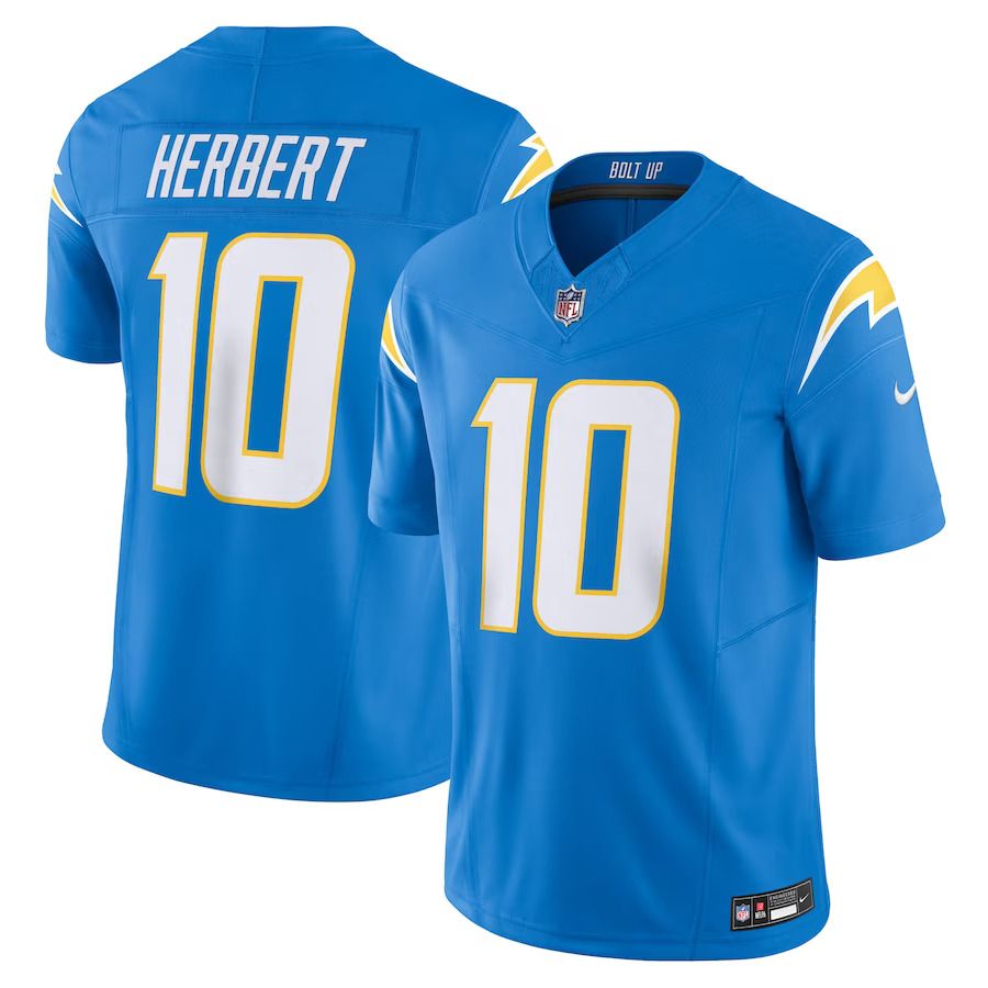 Men Los Angeles Chargers #10 Justin Herbert Nike Powder Blue Vapor F.U.S.E. Limited NFL Jersey